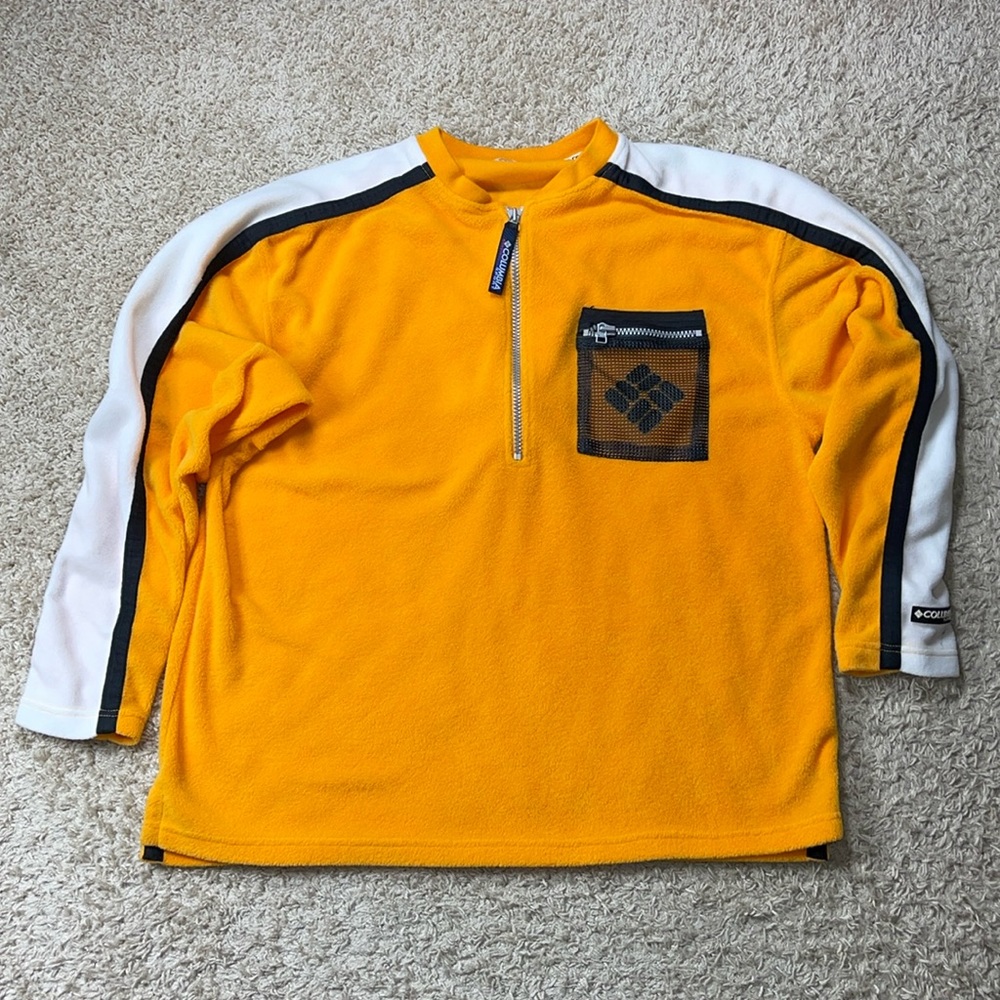 EUC Vintage Columbia Yellow 1/4 Zip Polartec Fleece Pullover Size XXL.